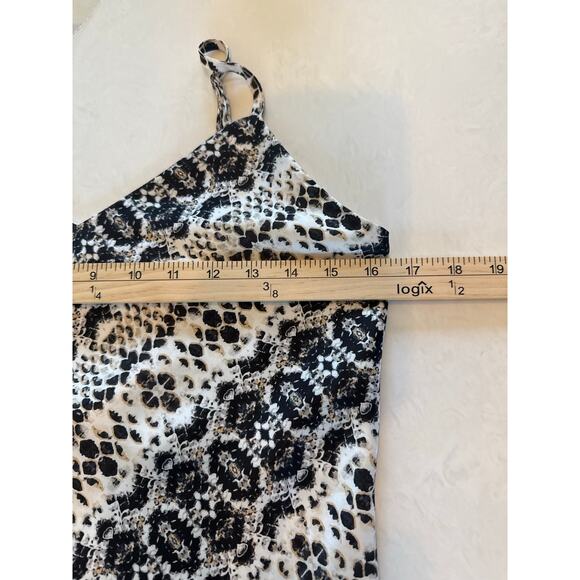 Adrienne Landau Slip Dress Maxi Black White Snakeskin Print Size S Sexy Silky‎ - Picture 11 of 13